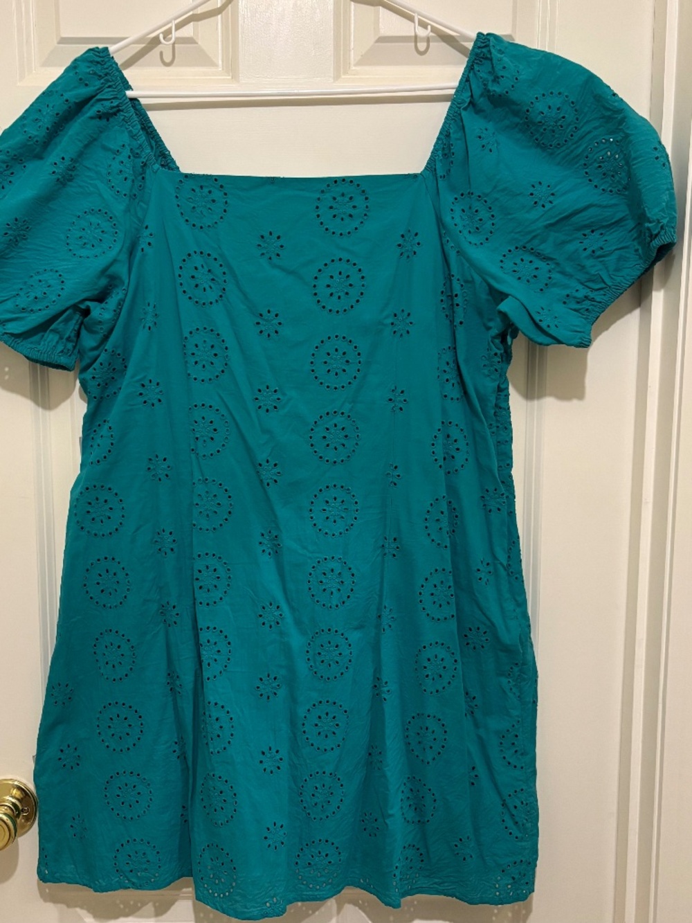 Lauren Conrad Teal Eyelet Puff Sleeve Dress Size XXL
